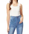 Entro Ruffle Square Neck Bodysuit In Off White In White