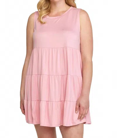 Entro Ruffle Tiered Short Dress Plus In Rose In Multi