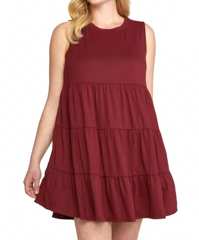 Entro Ruffle Tiered Short Dress Plus In Wine In Brown