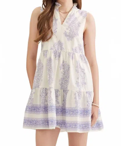 Entro Ruffled Collared V-neck Mini Dress In Purple/white