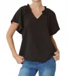 Entro Ruffled Flutter Sleeve Blouse In Black In Black