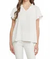Entro Ruffled Flutter Sleeve Blouse In Off White In White