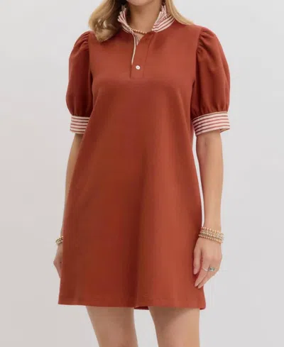 Entro Ruthie Knit Mini Dress In Rust In Brown