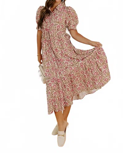Entro Rylee Floral Midi Dress - Plus In Purple In Multi