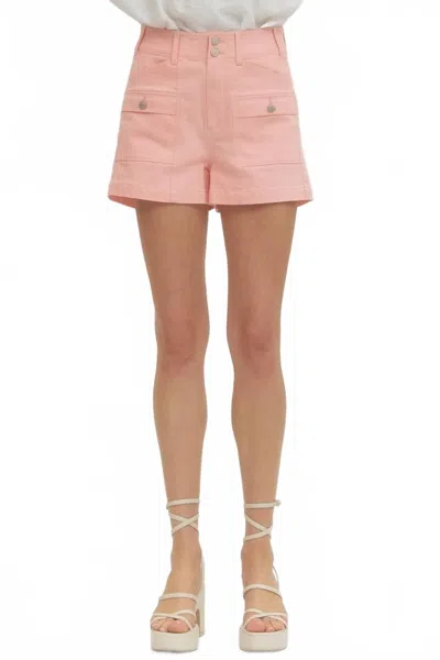 Entro Sadie Denim Shorts In Bubblegum Pink In Multi