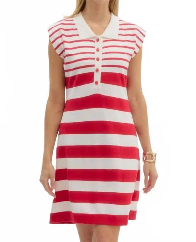 Entro Sadie Striped Knit Mini Dress In Red In Multi