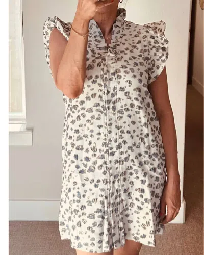 Entro Sadie Textured Mini Dress In Navy In White