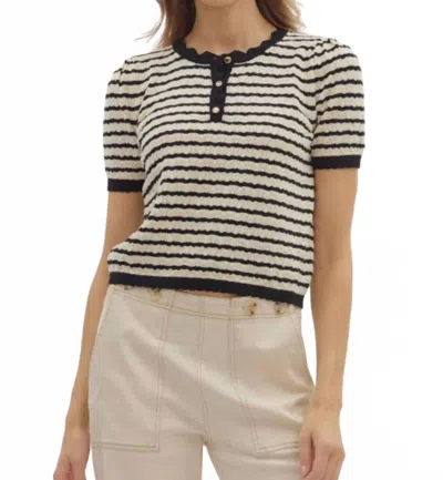 Entro Saint-tropez Stripe Top In Navy In Multi