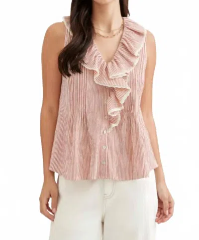 Entro Sancia Stripe Sleeveless Top In Red
