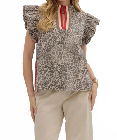 Entro Savanna Stripe Top In Leopard In Multi