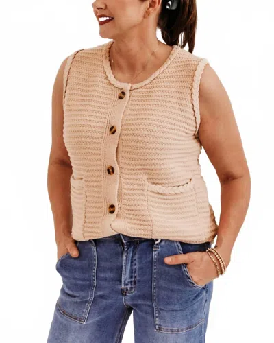 Entro Savannah Button Sweater In Light Mocha In Pink