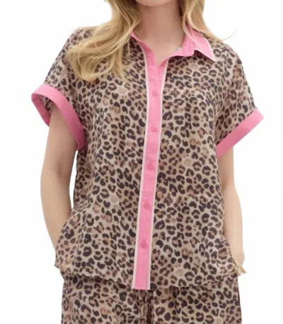 Entro Savannah Leopard Top In Beige In Animal Print