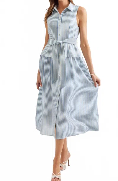 Entro Savannah Stripe Dress In Blue