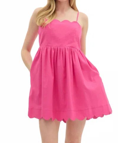 Entro Scallop Accent Mini Dress In Hot Pink