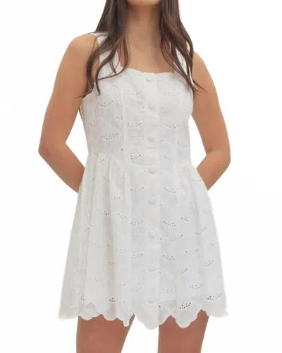 Entro Scallop Eyelet Sleeveless Mini Dress In White