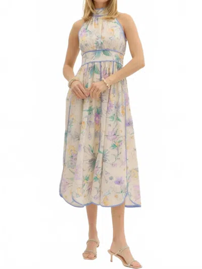 Entro Scallop Hem Bloom Halter Dress In Blush In Multi