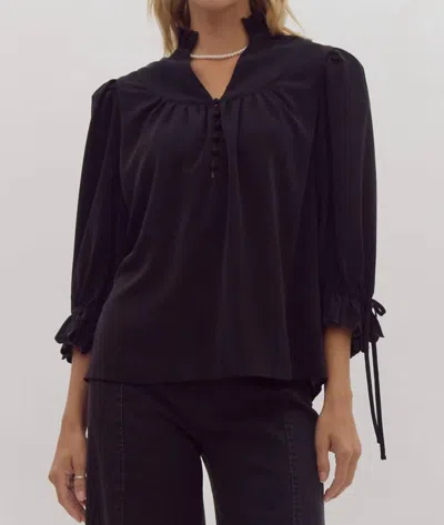 Entro Scallop Hem Blouse In Black