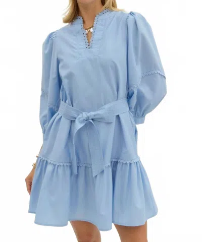 Entro Scallop Trim Mini Dress In Light Blue