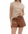 Entro Scalloped Sweater Top In Beige In Gray