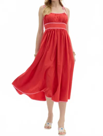 Entro Scarlet Pink Piping Midi Dress In Red
