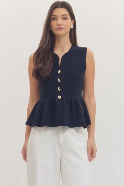 Entro Sea's The Day Peplum Top In Navy In Blue