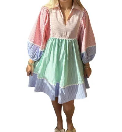 Entro Seersucker Mini Dress In Pastel