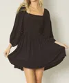 Entro Self Tie Closure Mini Dress In Black In Black