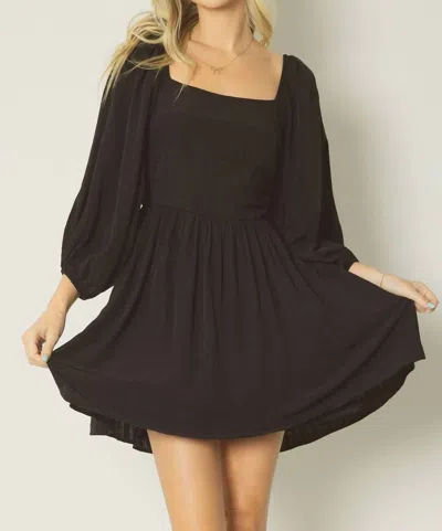 Entro Self Tie Closure Mini Dress In Black