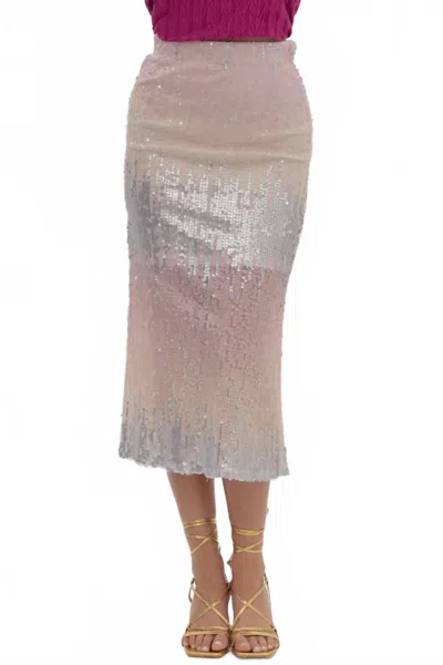 Entro Sequin Christina Skirt In Pink Multi