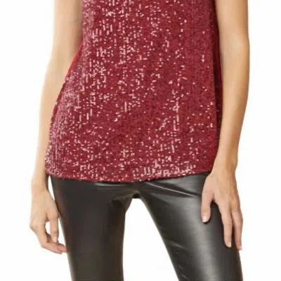 Entro Sequin Front And Large Bow Top In Burgundy
