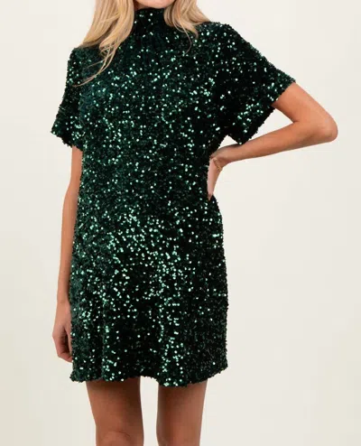 Entro Sequin Mini Dress In Emerald In Gold