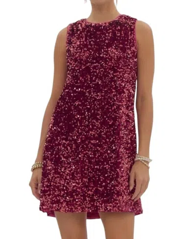 Entro Sequin Mini Dress In Magenta In Burgundy