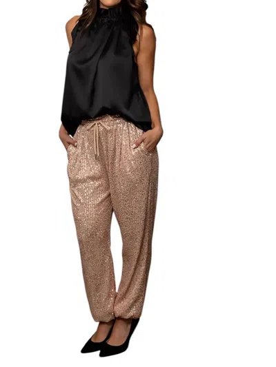 Entro Sequin Party Pants In Rosegold In Multi