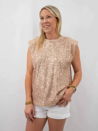 Entro Sequin Party Top In Champagne In Neutral