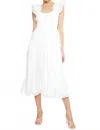 Entro Shadow Grid Midi Dress In White In White