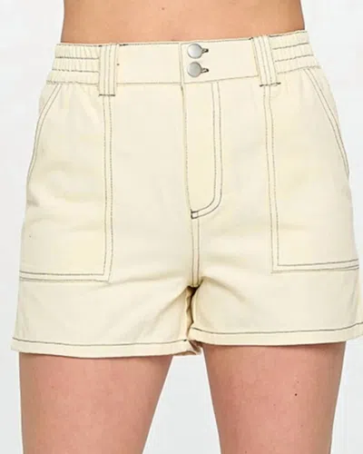 Entro Shanice Contrast Stitch Shorts In Ecru In Neutral