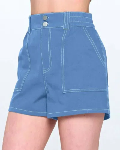 Entro Shanice Contrast Stitch Shorts In Vintage Blue