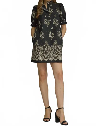 Entro Sharon Woven Mini Dress In Black In Green