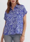 Entro Shell Print Button Top In Royal In Blue