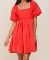 ENTRO SHIMMERY BABYDOLL DRESS IN CORAL