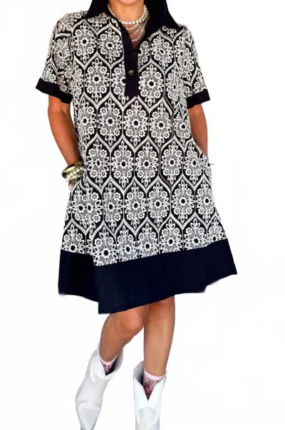 Entro Short Embroidered Dress In Black