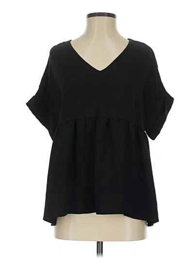 Pre-owned Entro Short Sleeve Blouse In Black