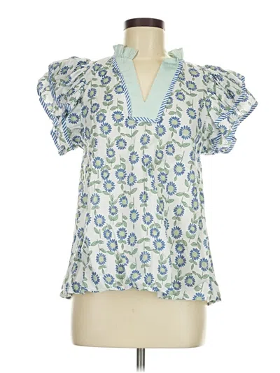 Pre-owned Entro Short Sleeve Blouse In Blue