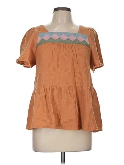Pre-owned Entro Short Sleeve Blouse In Brown