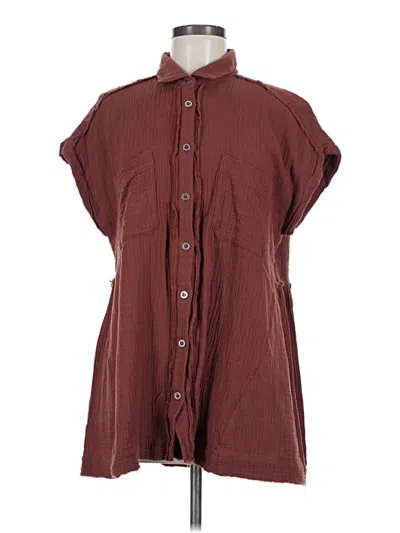 Pre-owned Entro Short Sleeve Blouse In Burgundy