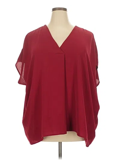 Pre-owned Entro Short Sleeve Blouse In Burgundy