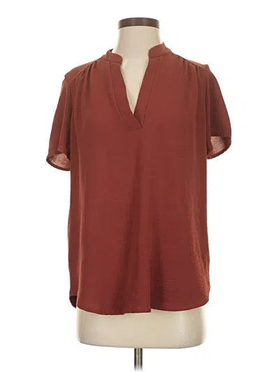 Pre-owned Entro Short Sleeve Blouse In Burgundy