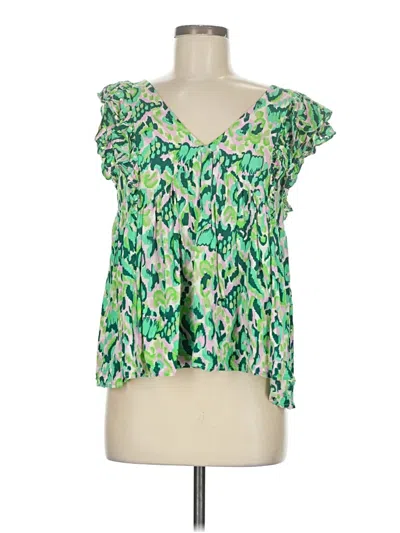 Pre-owned Entro Short Sleeve Blouse In Green