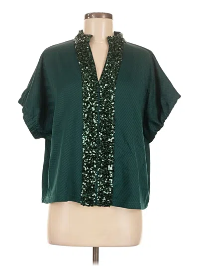 Pre-owned Entro Short Sleeve Blouse In Green