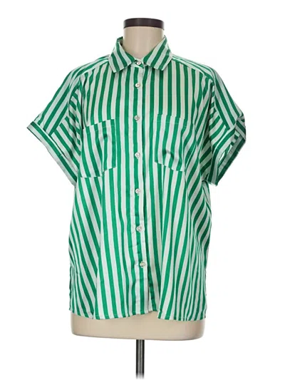 Pre-owned Entro Short Sleeve Blouse In Green